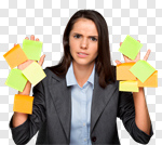 Сlipart Adhesive Note Multi-Tasking Women Busy Exhaustion photo cut out BillionPhotos