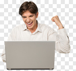 Сlipart Computer Laptop Men Cheerful Internet photo cut out BillionPhotos